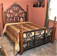 Wood & Metal Queen Size Bed