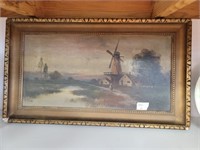 FRAMED OIL PAINTING ON CANVAS DUTCH SCENE 28X16