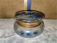 HAND PAINTED GLASS DRESSER TRINKET BOX