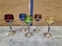 SET OF 5 FABER BROS. WINE GLASSES