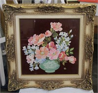 Floral Painting On Glass Signed By Iri