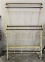 Antique Painted Wrought Iron & Brass Bed