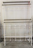 Antique Painted Wrought Iron & Brass Bed