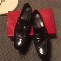 classic Ferragamo blk rubber sole loafer 9.5D