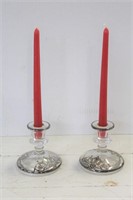 Silver Overlay Candle Holders