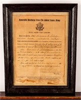 Framed Certificate WWI Honorable Discharge
