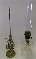 Antique Whale Oil Lamp w Lamp Tools