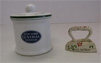 New York Central Mustard Pot w/ Antique Tiny Iron
