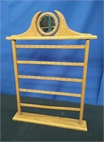 Wood Earring Rack with Mirror