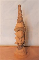 Vintage Spiral headed Wood Carving Figurine