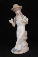 Porcelain Girl w Flowers Figureine