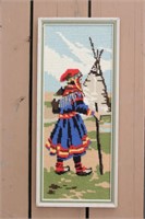 Vintage Framed Needlepoint-Indigeous Person