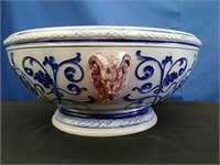 Cobalt Blue Antique German Stoneware Punch Bowl