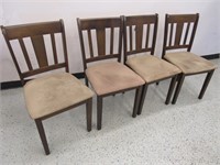 (4) Wood Dining Chairs w/ Suede-Like Seats
