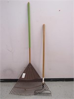 (2) Wood-Handled Gardening Rakes