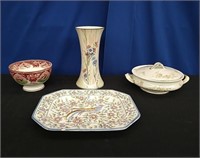 Haviland Casserole Dish with Lid,Platter,Vase, Bow