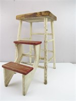 Vintage Painted Wooden Step Ladder / Stool