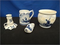 4 Delft Blue Ceramic Pieces