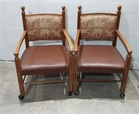 Vintage Rolling Wood Frame Chairs K12B