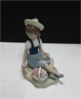 Lladro Young Sated Gilr with Flowers KJC
