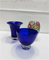 Two Cobalt Glass Vases & More K15B