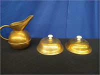Brass Pitcher, 2 Brass Plate Lids
