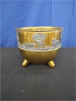Footed Brass Planter with Seashells