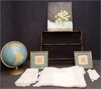 Globe, Oil on Hardboard Painting, Linens & More