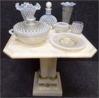 Pedestal & Opalescent Hobnail Glassware