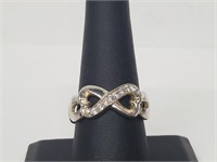 .925 Sterling Silver Gemstone Entwined Hearts Ring