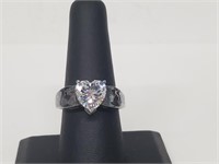 .925 Sterling Silver CZ Heart Ring