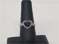 .925 Sterling Silver Sapphire Heart Ring