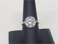 .925 Sterling Silver Gemstone Flower Ring