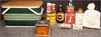Vintage Tins, Coffee Grinder, Soap & Picnic Basket