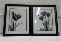 Pair of Purple Flower Prints K15E