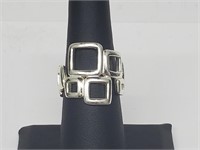 .925 Sterling Silver Geometric Ring