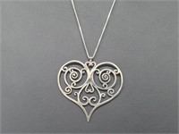 .925 Sterl Silver Heart Pendant & Chain