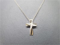 Vermeil/.925 Sterl Diamond Cross Pend & Chain