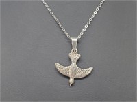.925 Sterling Silver Bird Pendant & Chain