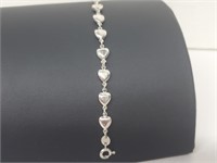 .925 Sterling Silver Heart Bracelet