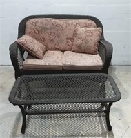 Wicker Loveseat and Coffee Table K10C