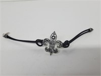 .925 Sterling Silver Leather Bracelet