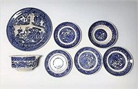 Blue Willow Bowl and Saucers
