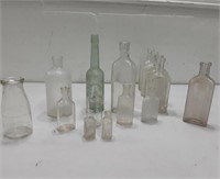 15 Antique Glass Bottles K13C