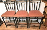 Three Barstools with Upholstered Seats