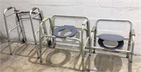 Two Bedside Commodes & Walker M7B