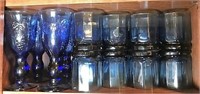 Blue Glass Goblets, Water and Juice Glasses