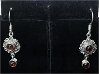 Sterling silver earrings with garnets