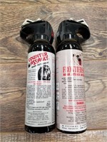Two cans of bear spray, suitable for training purp