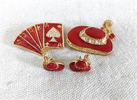 "Red Hat" Ladies Earrings/ Pins